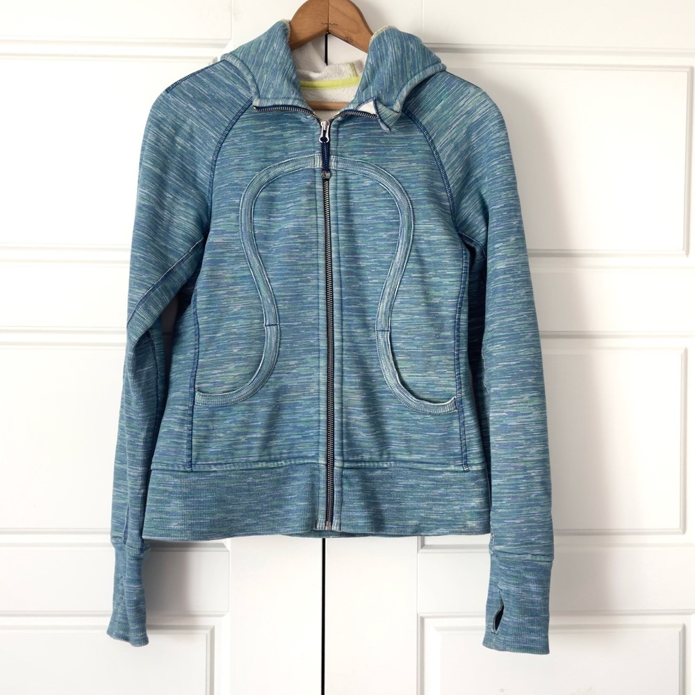 Lululemon Scuba Space Dye Full Zip Hoodie Jacket Womens 6 Blue Green Activewear